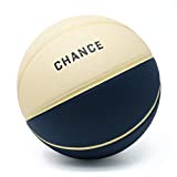 Chance Premium Indoor/Outdoor Basketball - Composite Leather (Sizes: 5 Youth, Size 6, Size 7) (Sebastian - Beige & Turquoise, 5 Kids & Youth - 27.5')